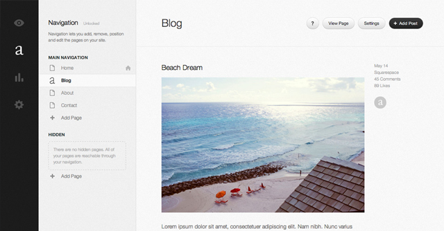 Squarespace vs Bluehost: Squarespace User Interface
